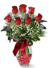  Bartın internetten çiçek siparişi  7 adet kirmizi gül cam vazo yada mika vazoda