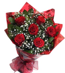 6 adet kırmızı gülden buket  Bartın yurtiçi ve yurtdışı çiçek siparişi 