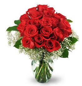 25 adet kırmızı gül cam vazoda  Bartın çiçek , çiçekçi , çiçekçilik 