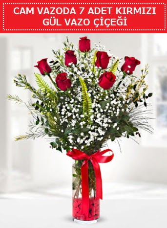 Cam vazoda 7 adet kırmızı gül çiçeği  Bartın çiçek gönderme sitemiz güvenlidir 